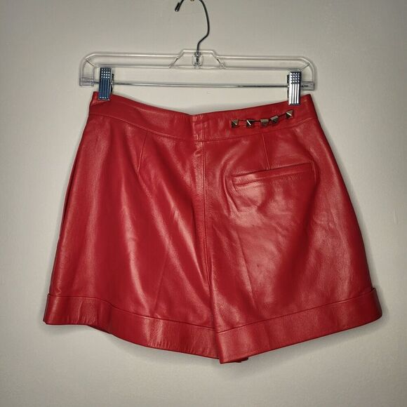 NWT $2590 VALENTINO GARAVANI Rouge Absolute red leather shorts Sz 40 - Picture 8 of 16